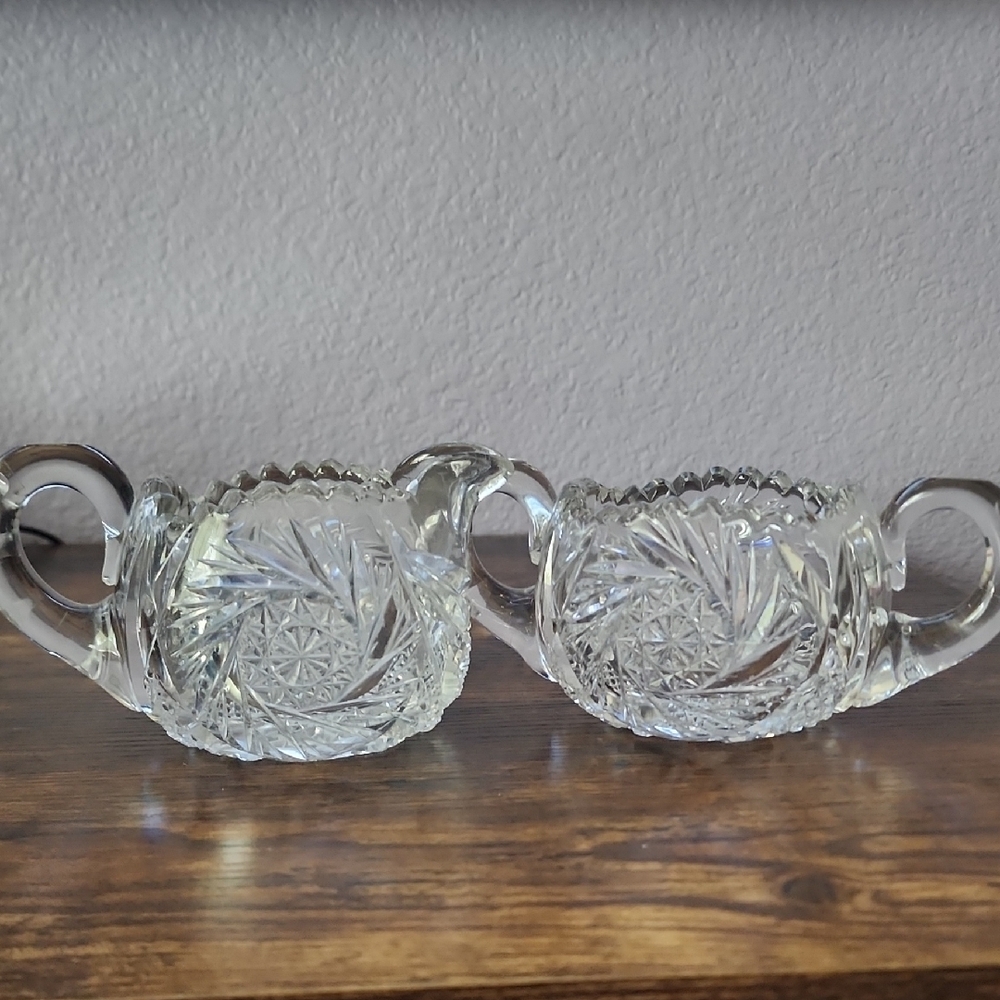 Vintage Crystal Sugar and Creamer Set